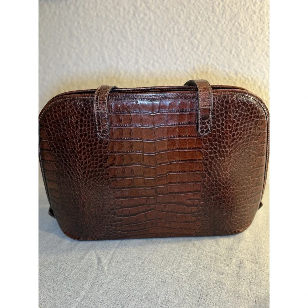 Jack‎ Georges Croco Embossed Leather Business Tote Ladies Laptop Briefcase